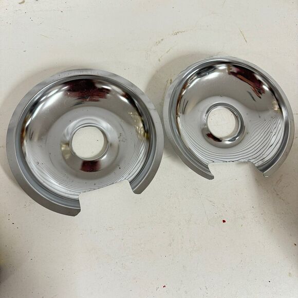 VTG PAIR TWO 8" Chrome GE Hotpoint Kenmore Reflector Drip Pan 106-A? Range Kleen - Picture 1 of 4